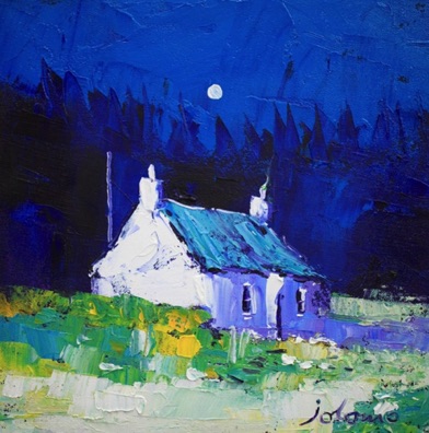 Winter moonlight Lochdon Isle of Mull 9x9